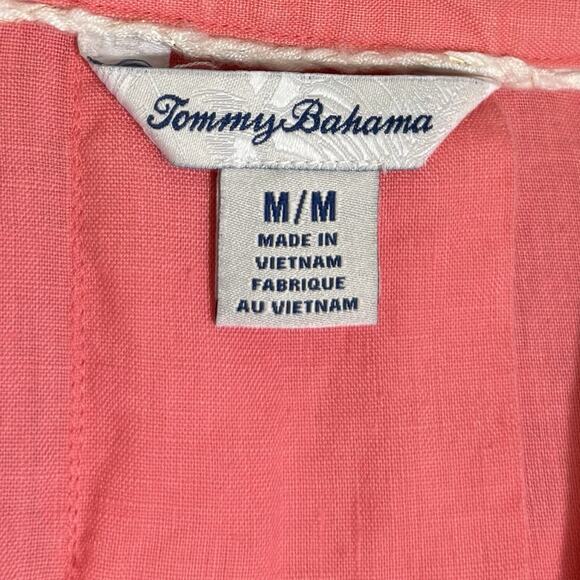 Tommy Bahama Top Shirt Womens Medium Pink Linen Casual Button Front Long Sleeves - Picture 6 of 9